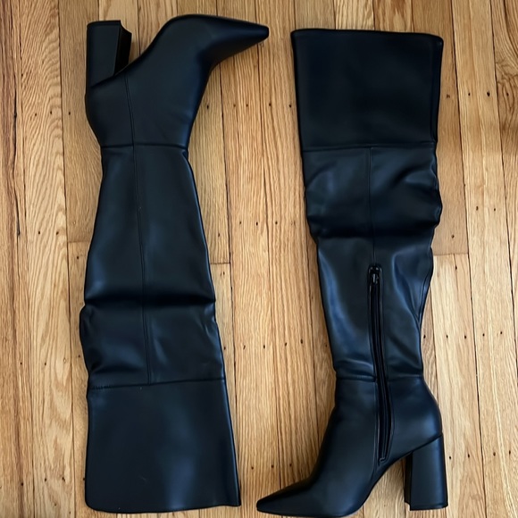 Black Stretch Charles David over the knee boots. Never worn outside. - Picture 2 of 5